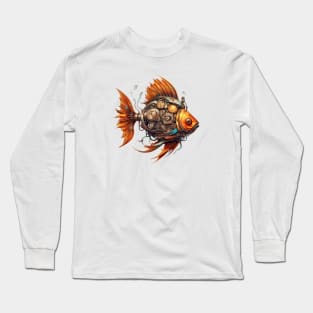 Steampunk Vintage Robotic Goldfish Long Sleeve T-Shirt